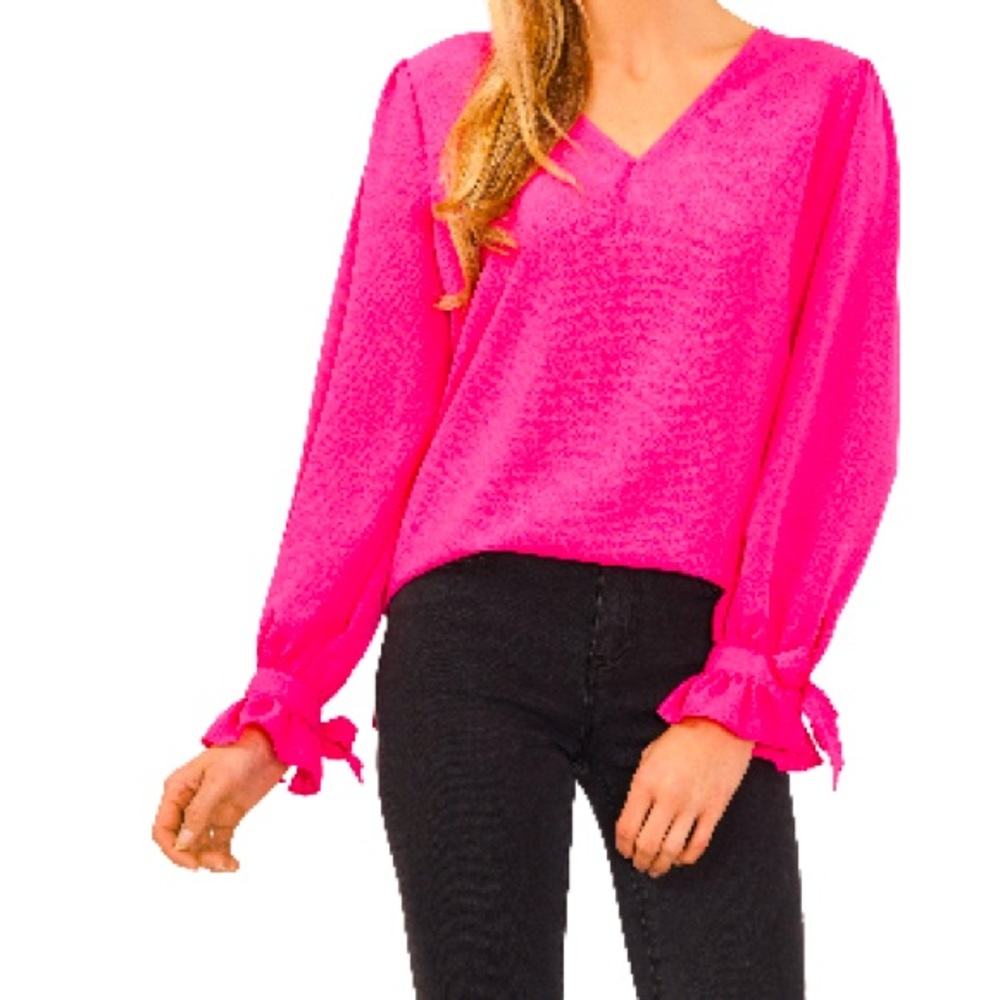NWT-CeCe Tie Sleeve Top -Wild Fuchsia